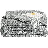 UnHide Melange Knit Blanket - 60" x 80" Textured & Ultra-Soft Wool Throw - Timeless & Breathable Knitted Blanket for Bedroom & Living Room - Silver Fox