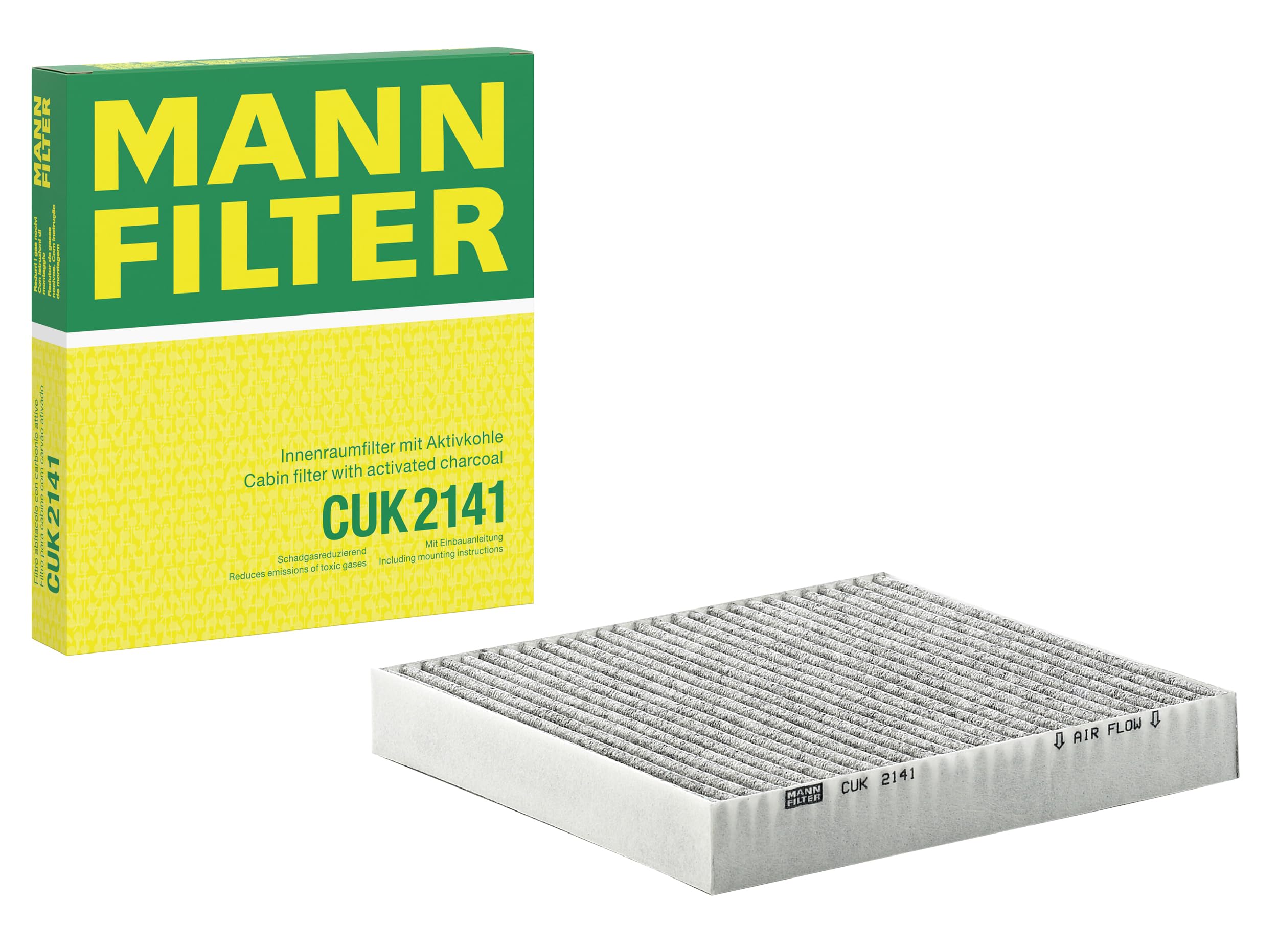 MANN-FILTER CUK 2141 Cabin Air Filter - Pollen Filter with Activated Carbon - for Cars + Transporters