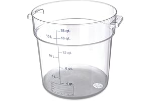 Carlisle FoodService Products Storplus Round Food Storage Container with Stackable Design for Catering, Buffets, Restaurants, Polycarbonate (Pc), 18 Quart, Clear