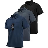 ZITY 3 Pack Polo Shirts for Men with Pocket Short Sleeve Moisture Wicking Outdoor Tactical Shirt Summer Casual