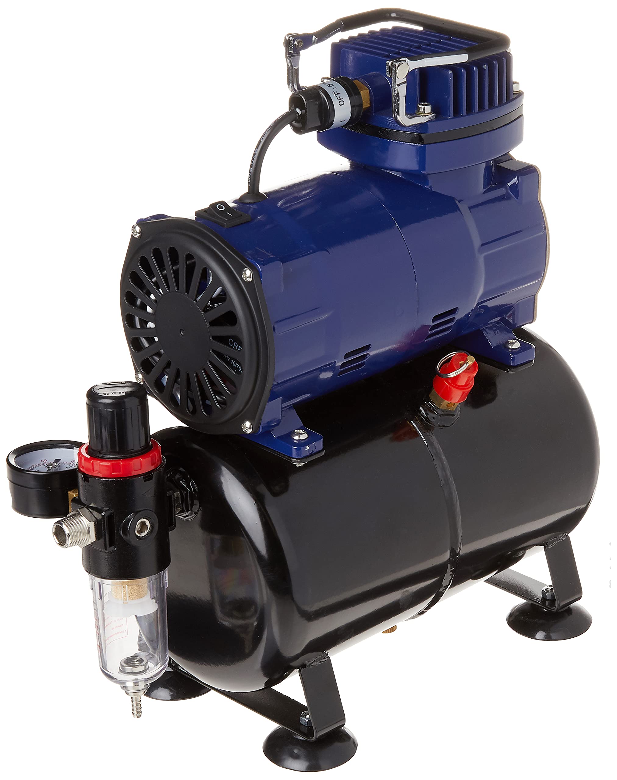 Photo 1 of Paasche D3000R 1/5 HP Compressor with Tank, Regulator and Moisture Trap, Blue & Black