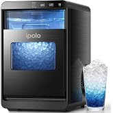 ipolo Nugget Ice Maker Countertop, 44 lb/Day, Chewable Ice, Self-Cleaning | Brushed Black Stainless Steel, TDS Pen, Stainless Steel Ice Scoop with Hook, Soft Pebble Ice for Home Kitchen, Office &amp; RV