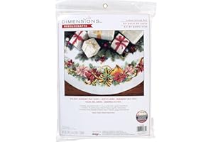 Dimensions Counted Cross Stitch Tree Skirt Kit, Holiday Harmony, 11 Count White Aida, 45''