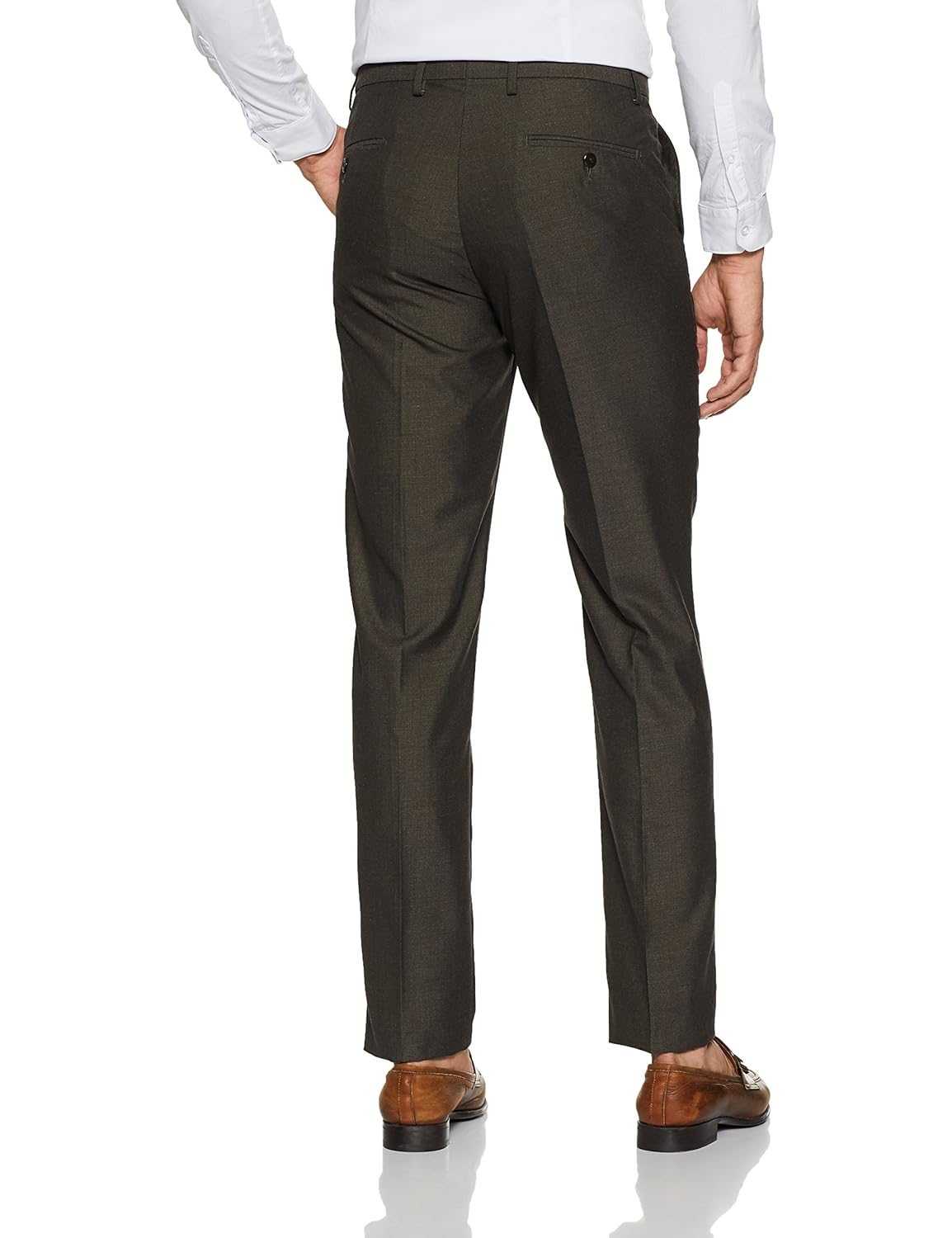 peter england men's slim fit formal trousers