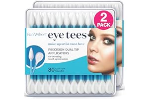 Fran Wilson EYE TEES COTTON TIPS 80 Count (2 PACK) - Precision Makeup Applicator, Double-sided Swabs with Pointed and Rounded Ends for Perfect Blending, Effective Cleaning and Precise Touch-ups
