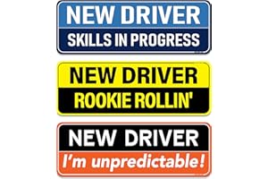 HEY-OKEY New Driver Magnet for Car - Funny 3-Pack Please Be Patient Reflective Magnetic Bumper Sticker Set - Removable Novice Rookie Safety Attention Sign - Weather-Resistant - 10 x 3.5 inch