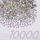 10000PCS Crystal AB Rhinestones Bulk, Flat Back Crystal Glass Stone Round Gems,SS10, 2.7-2.9mm