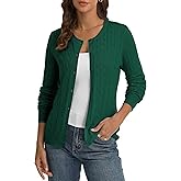 QUALFORT Womens Cable Knit Cardigan Sweaters Long Sleeve Lightweight Crewneck Button Up Sweater 2026