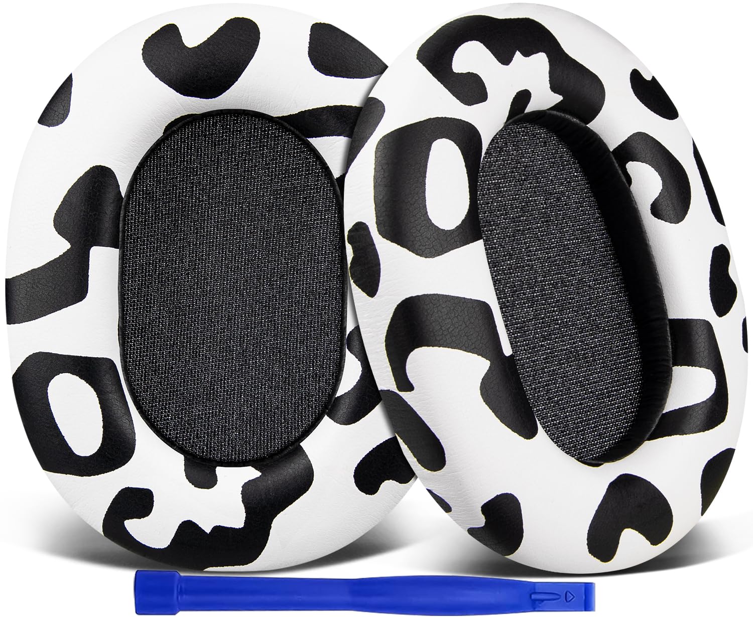 SOULWIT Protein Leather Replacement Earpads for Sony WH-1000XM5 (WH1000XM5) Noise Canceling Headphones, Ear Pads Cushions with Noise Isolation Memory Foam, Added Thickness - Snow Leopard