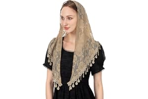 Wgior Triangle Veil for Church - Lace Chapel Catholic Mass Head Covering Scarf Mantilla for Women