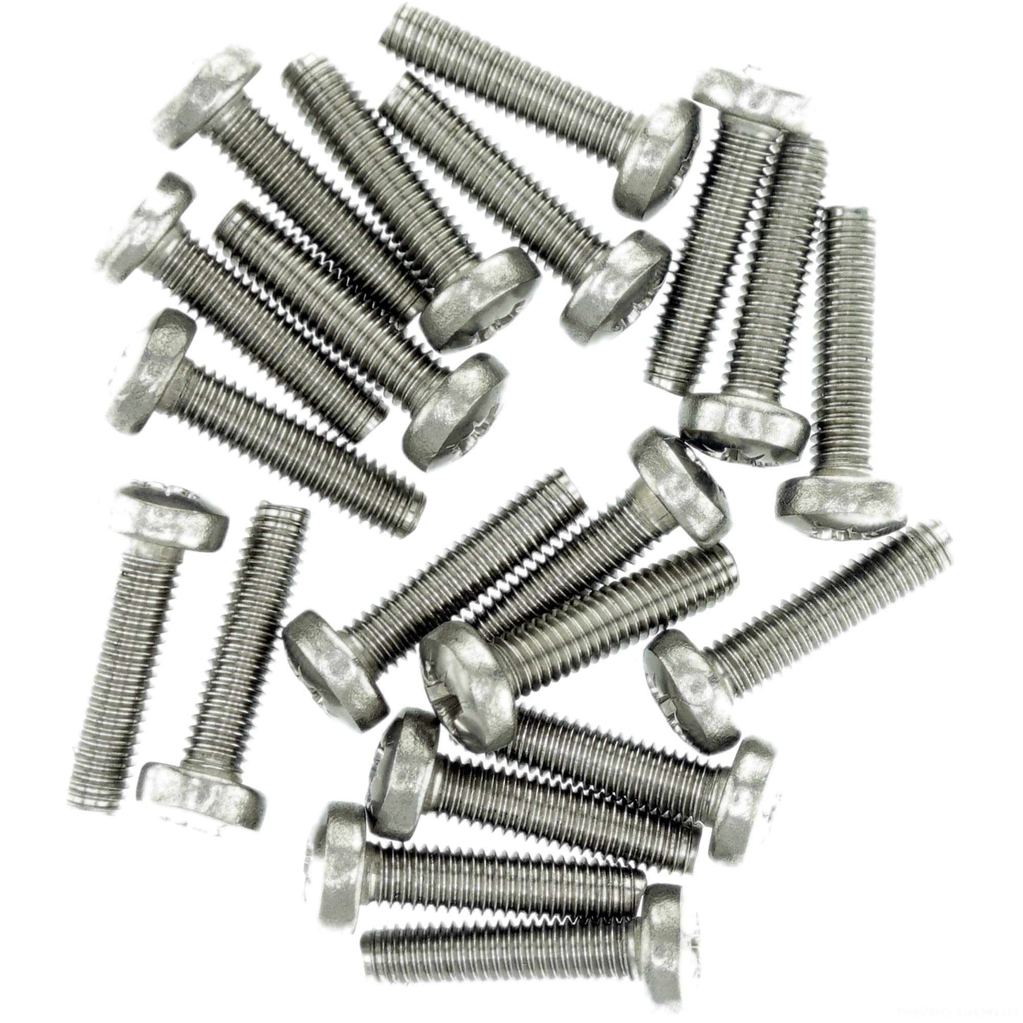 M2.5 (2.5mm x 4mm) Pozi Pan Thread Rolling Screw - Stainless Steel (A2) (Pack of 20)