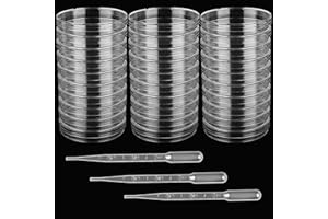 ZOENHOU 50 Pcs 90 X 15Mm Plastic Petri Dishes, Clear Culture Dish with Lids Sterile Petri Dish, Including 100 Pcs 3Ml Plastic