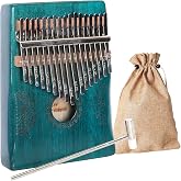 Ubblove Kalimba Thumb Piano 17 Keys | Clear Tone Mbira Music Instrument for Beginner Practice Includes Hammer Bag Book Stickers