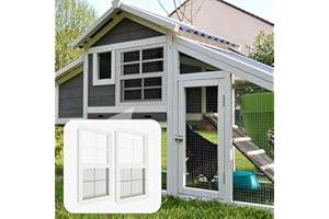 ASSTINOUS 2 Pack Chicken Coop Windows 12" x 18", Sliding Shed Windows with Tempered Glass, Flush Mount Small Windows for Playhouse, Garage, Household Use