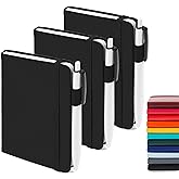 3 Pack Pocket Notebook Journals with 3 Black Pens, Feela A6 Mini Cute Small Journal Notebook Bulk Hardcover College Ruled Not