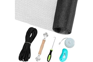 AMZJJLE Windows Screen Replacement and Screen Door Repair Kit, 6Pcs Window Screen Fiberglass Mesh Kit - Window Screen & Screen Door Mesh & Screen Porch Repair Kit (Black, 48" x 118")