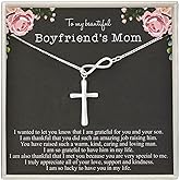 RareLove To My Boyfriends Mom Necklace,925 Sterling Silver Infinity Cross Necklace for Women,Boyfriends Mom Christmas Gifts,Future Mother in law Gifts