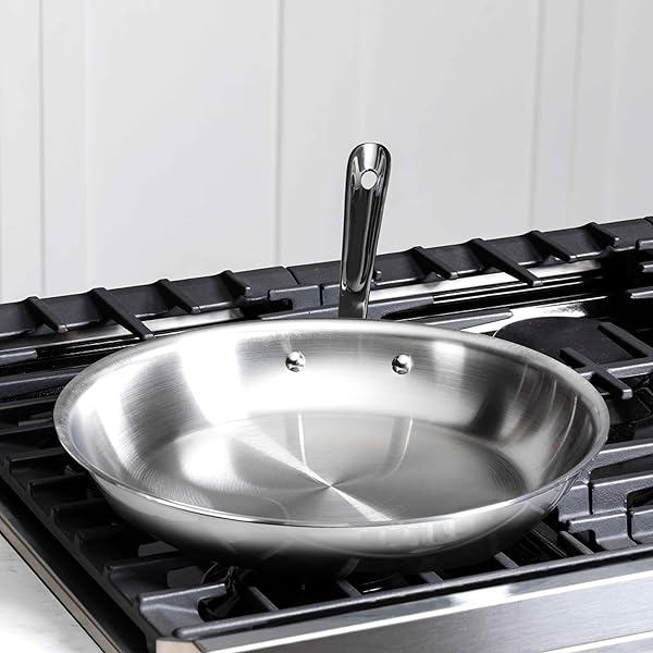 ALL-CLAD D3® STAINLESS STEEL 12 INCH FRYING PAN WITH LID- MADE IN THE USA- THE ORIGINAL BONDED PROFESSIONAL COOKWARE- OVEN SAFE & INDUCTION COMPATIBLE
