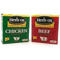 Herb-Ox Sodium Free Bouillon Bundle, Beef and Chicken, 16 Total Packets