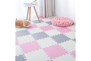 Coolcandy EVA Foam Play Mat, 18 Tiles Colorful Baby Play Mat, Kids Playmat with Solid Colored, 0.4" Thickened Foam Floor Tile