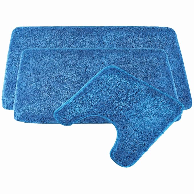 Designer Bath Mats Saver Set of 3 3 x Fluffy Bath Rugs 45 x 45 cm + 50 x 80 cm + 60 x 100 cm