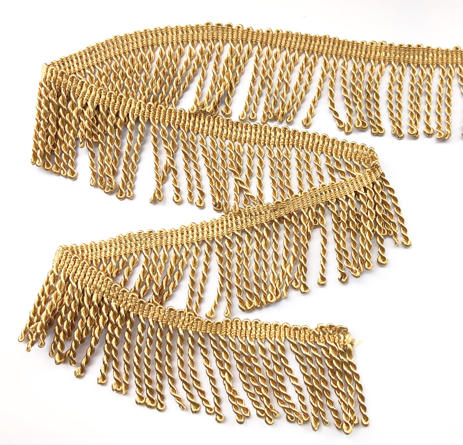 Photo 1 of 10 Yards Fringe Trim, 2.5 Inch Wide Curtain Fringe, Sewing Fringe Trim for Curtain Sofa Clothes Crafts(Gold)