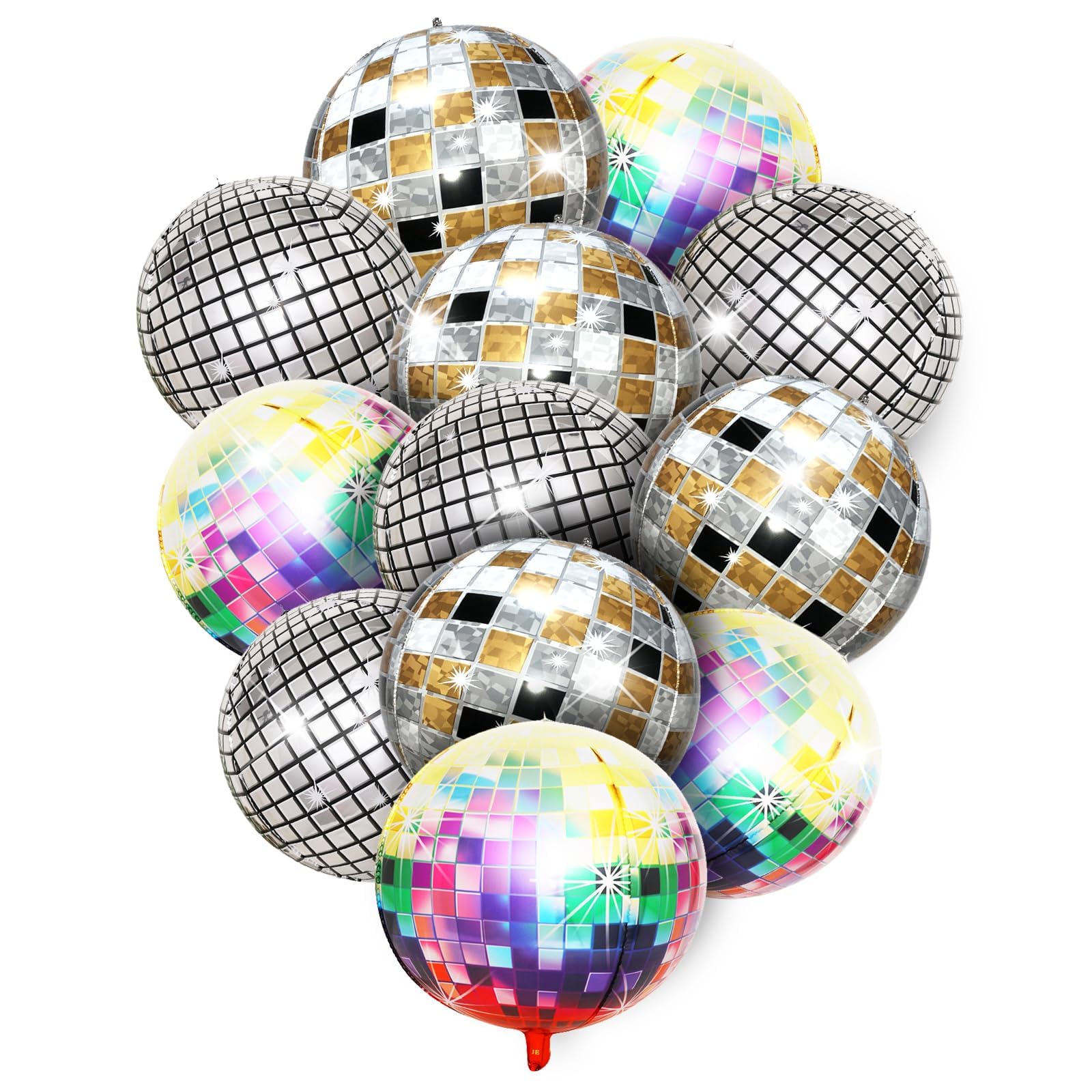 Disco Ball Balloons, Kaluofan 12PCS Disco Balloons, 22 Inches Helium 4D Colorful Disco Ball Party Balloon, Shiny and Unique, Used for Birthdays, Bachelor Parties, 70s 80s 90s Disco Party Decorations — image 1