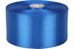 Baocuan 2 inch x 50 Yards Blue Single Face Satin Ribbon Solid Fabric Ribbon for Gift Wrapping Floral Bouquets Wedding Birthday Party Decoration Hair Floral Craft Sewing