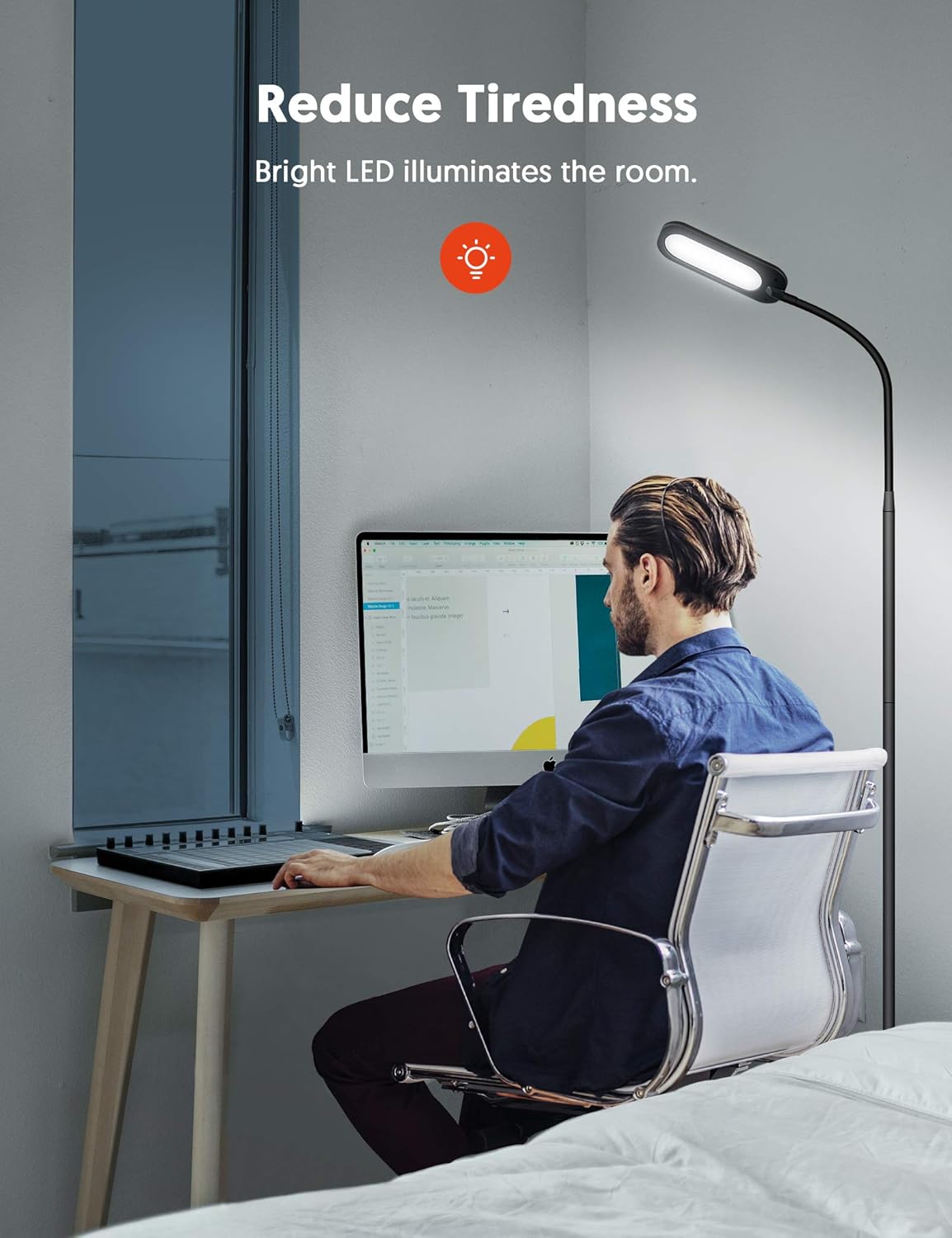 Floor Lamp, Lamps for Living Room TECKIN Reading Lamp, 5 Color Temperatures & 4 Level Brightness, Dimmable Adjustable Standing Lamp for Bedroom Office - - 