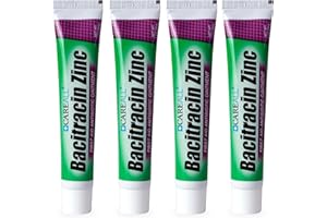 CareAll Bacitracin Antibiotic Zinc Ointment 1oz (4 Pack). First Aid Ointment to Prevent and Heal Infections for Minor cuts, Scrapes and Burns.
