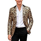 UNINUKOO Mens Sequin Blazer Leopard Print Funny Shiny Sparkle Disco Dance Party Suit Jackets for Men