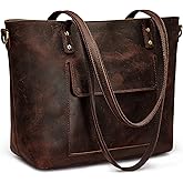 S-ZONE Women Genuine Leather Tote Bag Shoulder Handbag Vintage Crossbody Purse