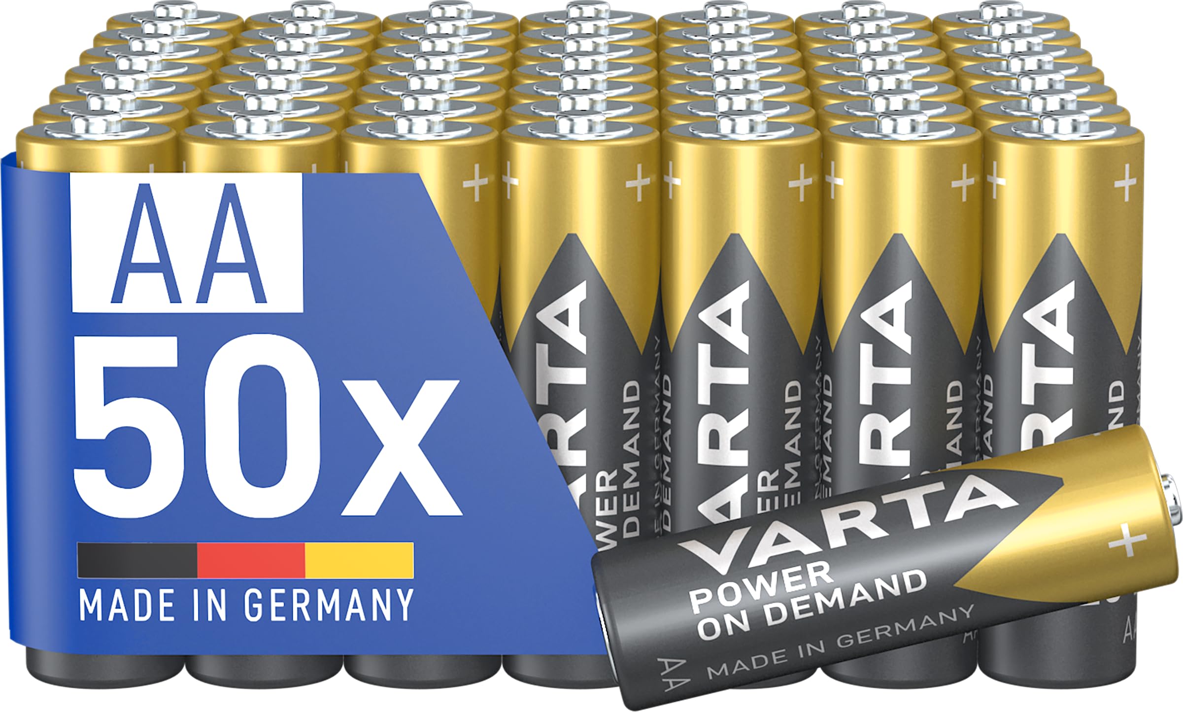 VARTA Batterien AA, 50 Stück Vorratspack, Power on Demand, Alkaline, 1,5 V