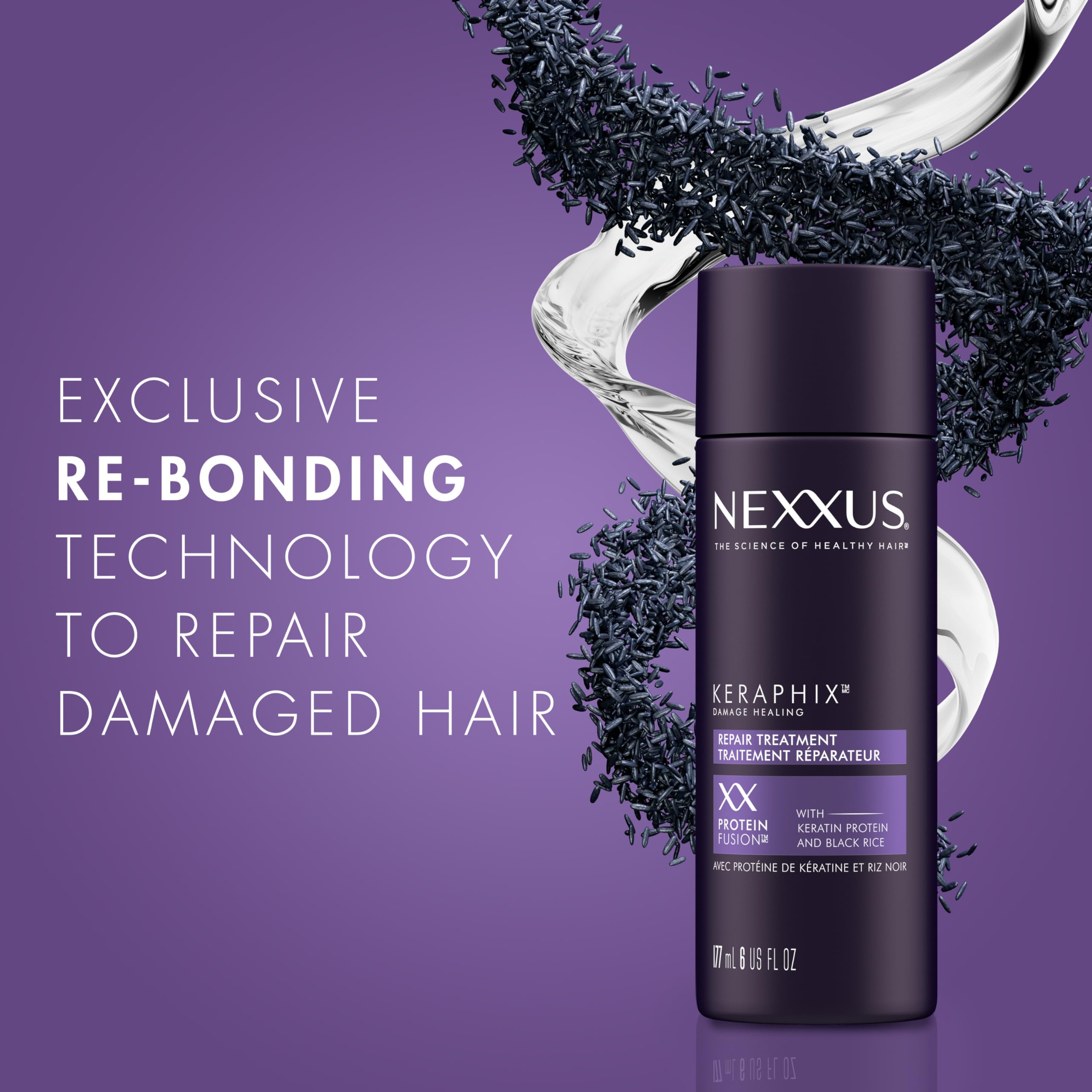 Nexxus Keraphix Pre-Wash Treatment Cream for Damaged Hair, 6 oz | With Keratin Protein | & Black Rice | Damage Repair