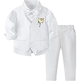 Volunboy Baby Boys Formal Wedding Ring Bearer Outfits Toddler Gentleman Bowtie Vest Guest Suits Dress Shirt Pants Set