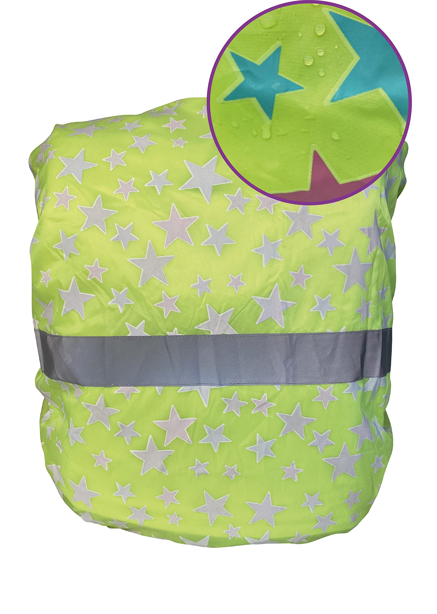 HECKBO Magic Satchel Backpack Rain Cover for Kids Boys Girls - Changes Colour in Rain - Star Stars - Reflective Stripes - Waterproof School Bag Protection - Water Repellent Rain Cover - Universal