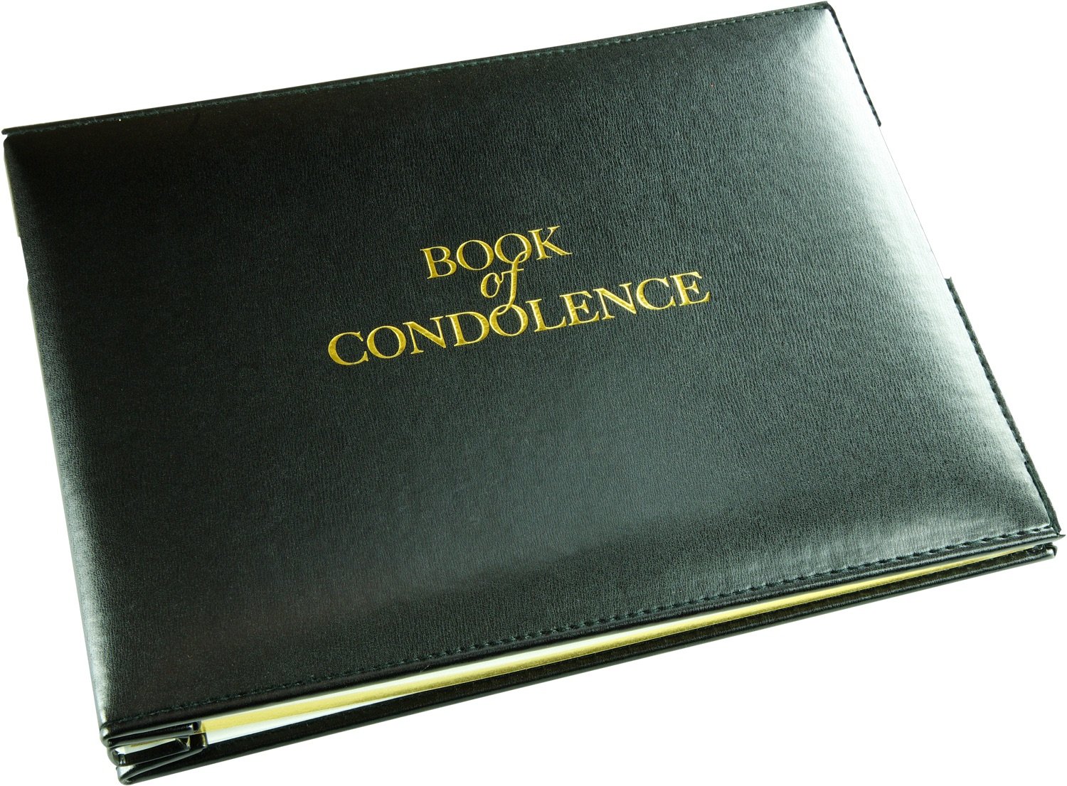 Esposti Book of Condolence for Funerals - Black Memory Guest Book with Storage Pocket for Condolences Card and Letters, 50 Loose Leaf Detachable Pages, Presentation Boxed, 265 x 195mm