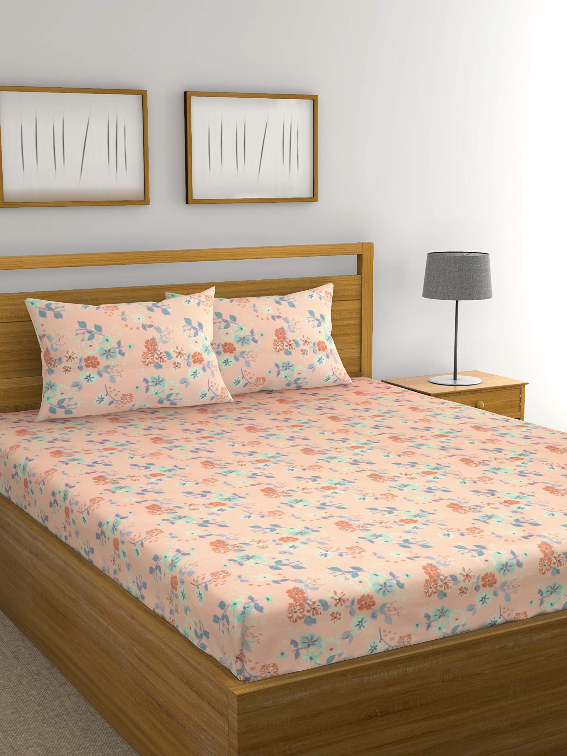 Raymond Home Double bedsheet with 2 Pillow Cover (Pink)