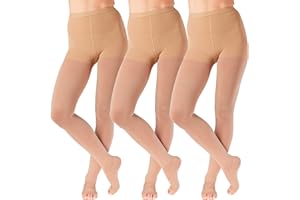 ABSOLUTE SUPPORT (3 Pairs) Compression Tights for Women with Open Toe 20-30mmHg - Varicose Veins