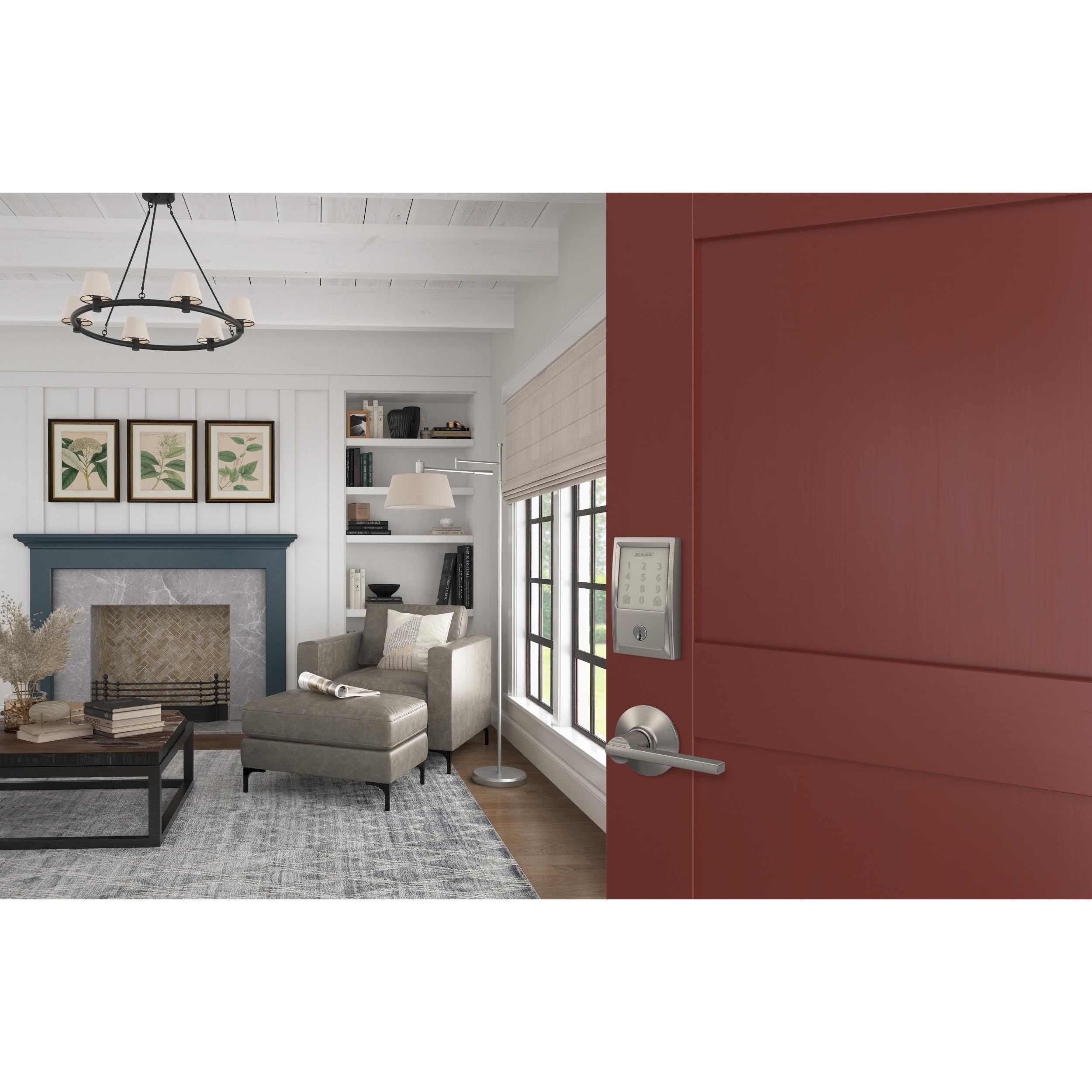 Schlage Encode Smart WiFi Deadbolt Lock for Front Door - Keyless Entry with App or Touchscreen - Works with Alexa, Hey Google, & Airbnb - Create Codes for Guests - Satin Nickel Silver - View 2