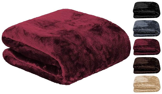 Brandsseller - Kuscheldecke Microfaser Tagesdecke Cashmere Feeling - Größe: 150 x 200 cm - Frabe: Rot
