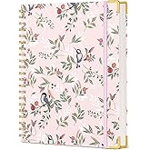 Cute Spiral Notebook Journal for Women, 200 Pages Lined Notebooks 8.5” x 11”, A4 Large Hardcover Spiral Journals with 100 GSM Thick Paper, College Ruled Notebook for Writing Work School, Woodland Floral