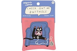 Blue Q Check Out My Butthole Catnip Toys - Durable Cat Toys for Biting, Premium USA-Grown Organic Catnip, Pet Supplies, 100% Silk-Screened Cotton Pouch w/Funny Kitty Graphics, Cat Birthday Gift