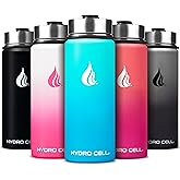 HYDRO CELL Stainless Steel Insulated Water Bottle with Straw - For Cold & Hot Drinks - Metal Vacuum Flask with Screw Cap and Modern Leakproof Sport Thermos for Adults (Teal/Blue 18oz)