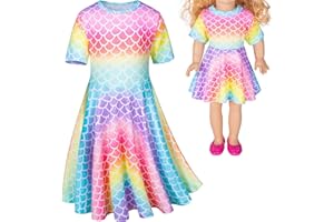 HEONE Doll and Girl Matching Nightdress Mermaid Dress Nightgowns Costume for Girl and 18" American Girl Doll Clothes
