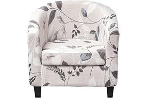 KRFOONN Club Chair Slipcover 2 Piece Stretch Printed Round Barrel Chair Covers Removable Tub Chair Slipcover with Elastic Bottom Chair Coverings Furniture Protector Cover for Living Room, B6