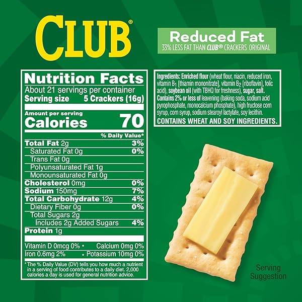 KELLOGG’S CLUB CRACKERS REDUCED FAT, LUNCH BOX SNACKS, 11.7OZ BOX