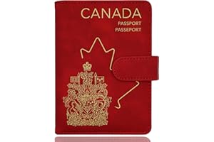 Axwar RFID Blocking Passport Holder, Travel Passport Cover, PU Leather Passport Wallet Passport Travel Organizer, Cherry Red