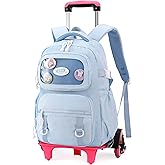 Mfikaryi Rolling Backpacks for Girls Plain School Backpack Cute Girls Backpack with Wheels