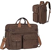 MOSISO 3 in 1 Messenger Bag for Men, 15.6 inch Computer Laptop Bag Convertible Laptop Backpack for Work Business Travel, Crossbody Satchel Briefcase Shoulder Bags Handbag Bookbag for College, Brown